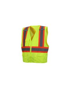 Class 2 /Level 2: Safety Vest / Hi-Vis Lime / Pockets & Zipper