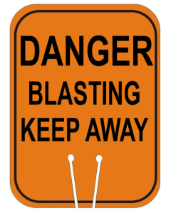BLASTING AREA KEEP AWAY - SLOTTED SIGN: 12  x 13.25"