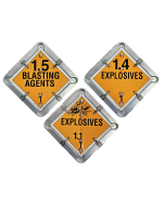 3 LEGEND FLIP PLACARD: 
- Explosive 1.1, 
Explosives 1.4,  Blasting Agent 1.5