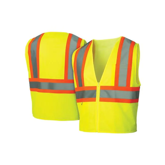 Majestic Yellow Zippered Safety Vests With Black Bottom - View #9