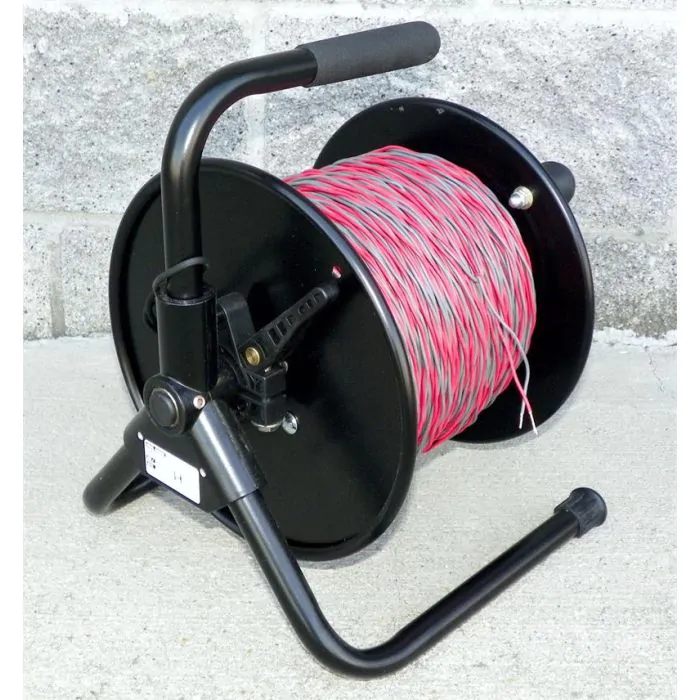 Heavy Duty Steel Reel with Terminals & 18/2 Twisted Cable 1000' (Red/Gray)
