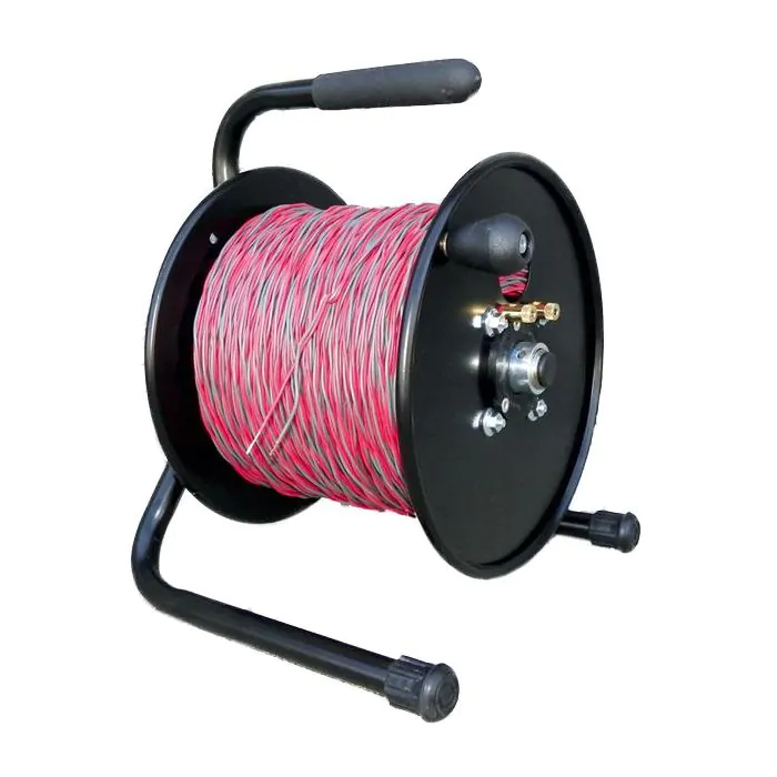 Heavy Duty Steel Reel with 18/2 Twisted Cable 1000'/300m (Red/Gray)