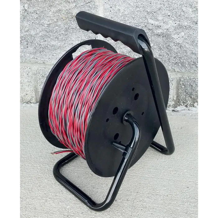 Metal Frame Reel with Center Post Terminals & 18/2 Gauge Twisted Wire (Red  & Grey