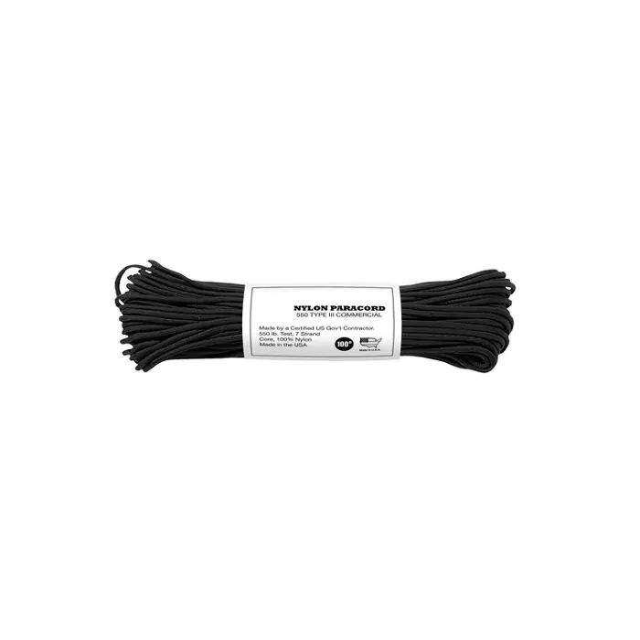 Black 550 Paracord Cord and Parachute Cord - 100